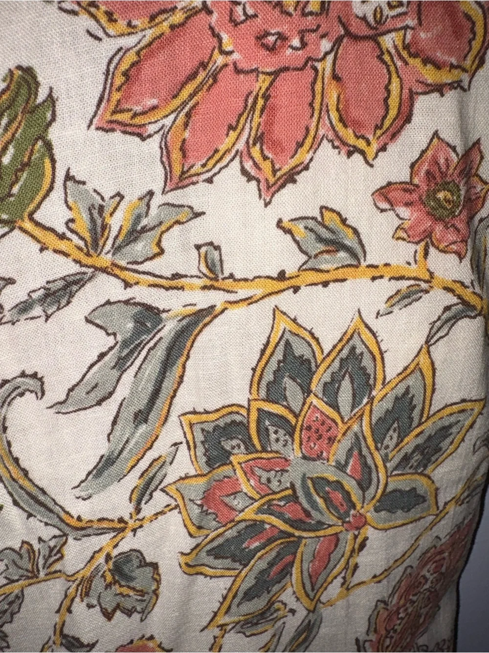 NWT Mango Cream Floral Wide Legged Trousers with Rust and Olive Motif